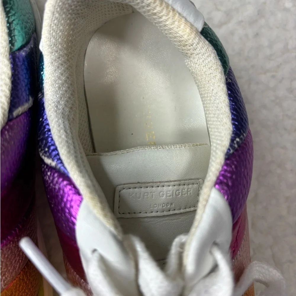 Kurt Geiger Kids Rainbow Lane Stripes Leather Sneakers